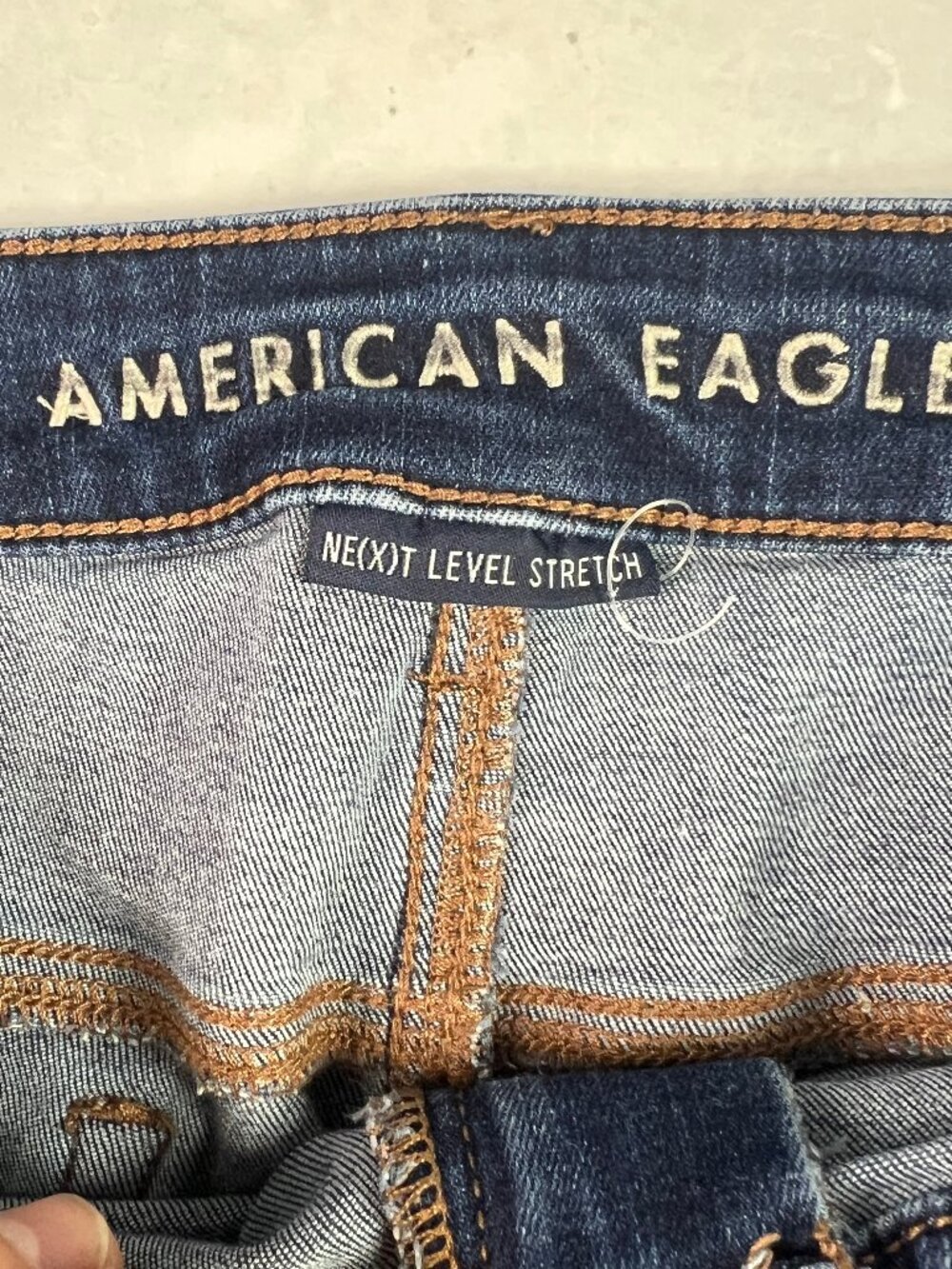 American Eagle Short Women 35* High Rise Shortie Blue Cut Offs Denim Jort Tag 16 - Picture 5 of 16